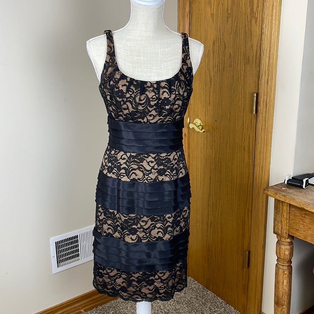 Black Lace Tiered Above the Knee Dress